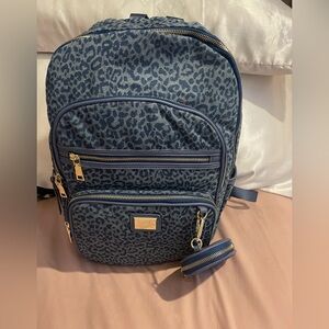 Leopard Print Blue Backpack